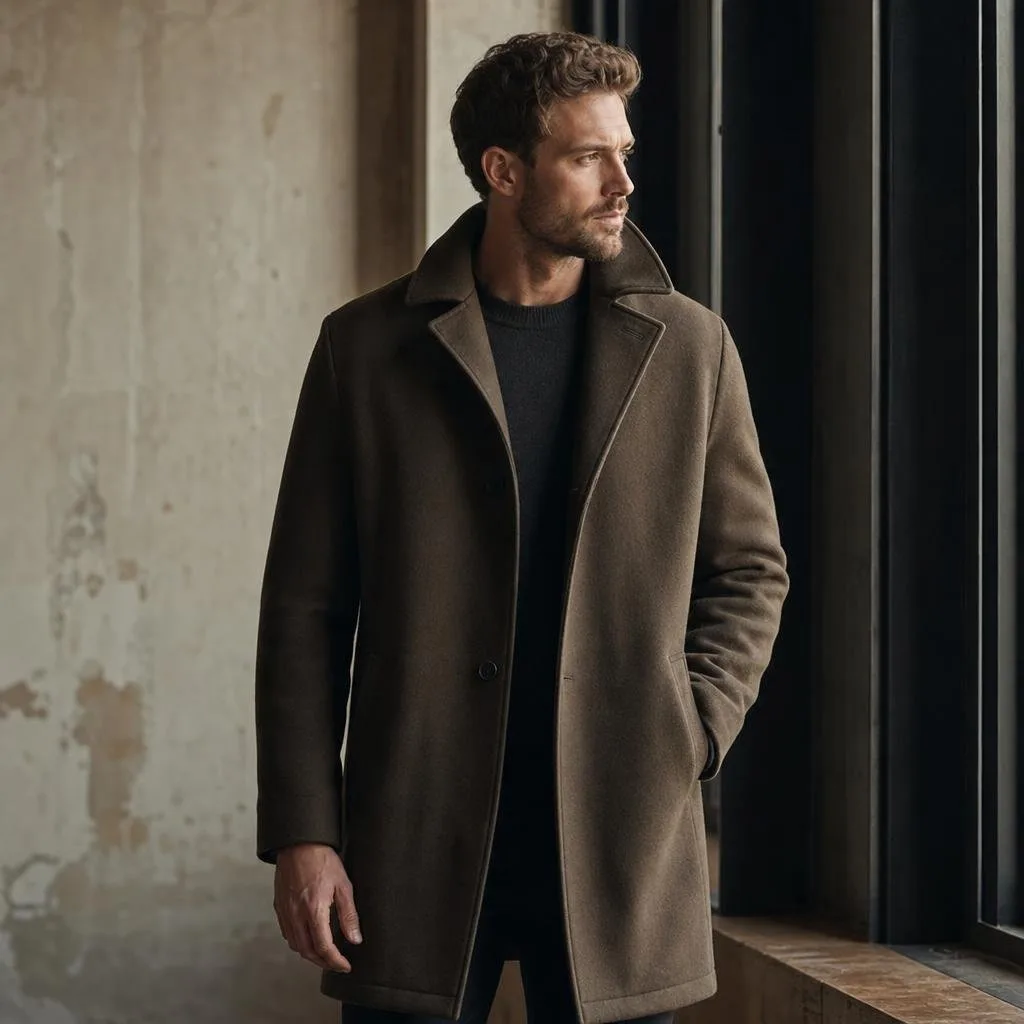 Herringbone Wool Overcoat